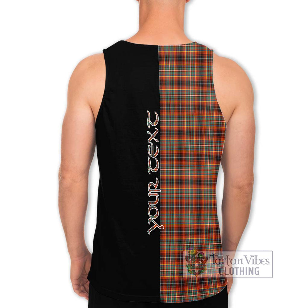 Innes Ancient Tartan Men's Tank Top with Family Crest and Half Of Me Style - Tartanvibesclothing Shop