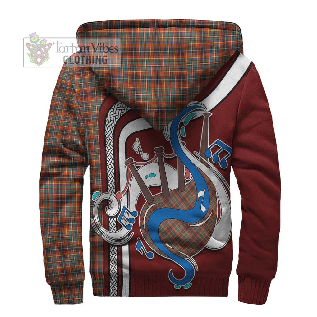 Innes Ancient Tartan Sherpa Hoodie with Epic Bagpipe Style - Tartanvibesclothing Shop