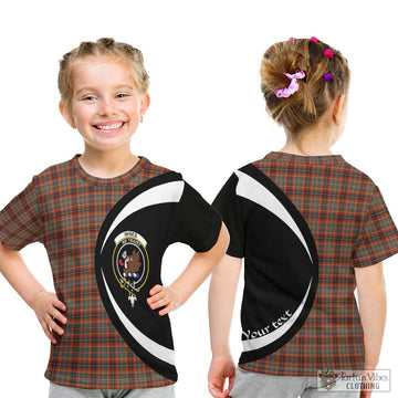 Innes Ancient Tartan Kid T-Shirt with Family Crest Circle Style