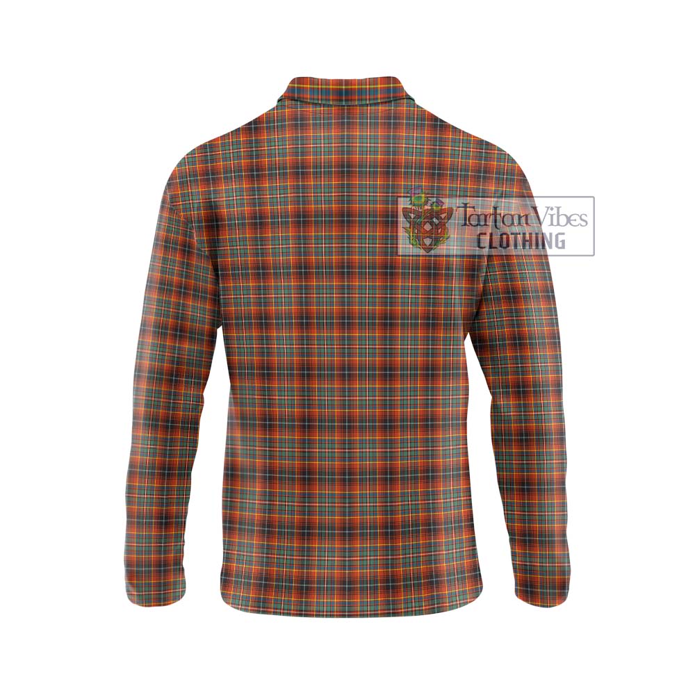 Innes Ancient Tartan Long Sleeve Polo Shirt with Family Crest DNA In Me Style - Tartanvibesclothing Shop