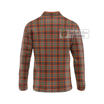 Innes Ancient Tartan Long Sleeve Polo Shirt with Family Crest DNA In Me Style