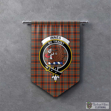 Innes Ancient Tartan Gonfalon, Tartan Banner with Family Crest