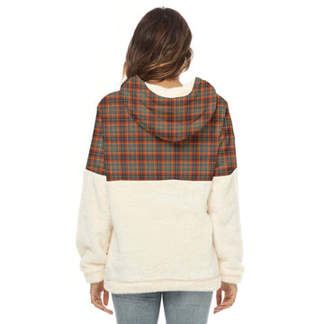 Innes Ancient Tartan Women's Borg Fleece Hoodie With Half Zip