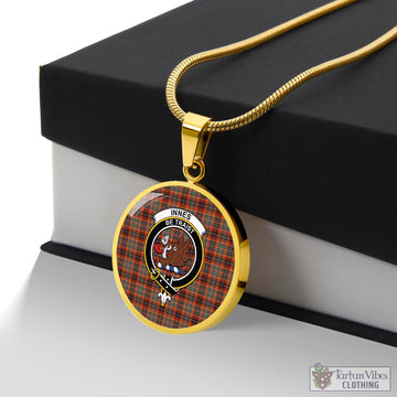 Innes Ancient Tartan Circle Necklace with Family Crest