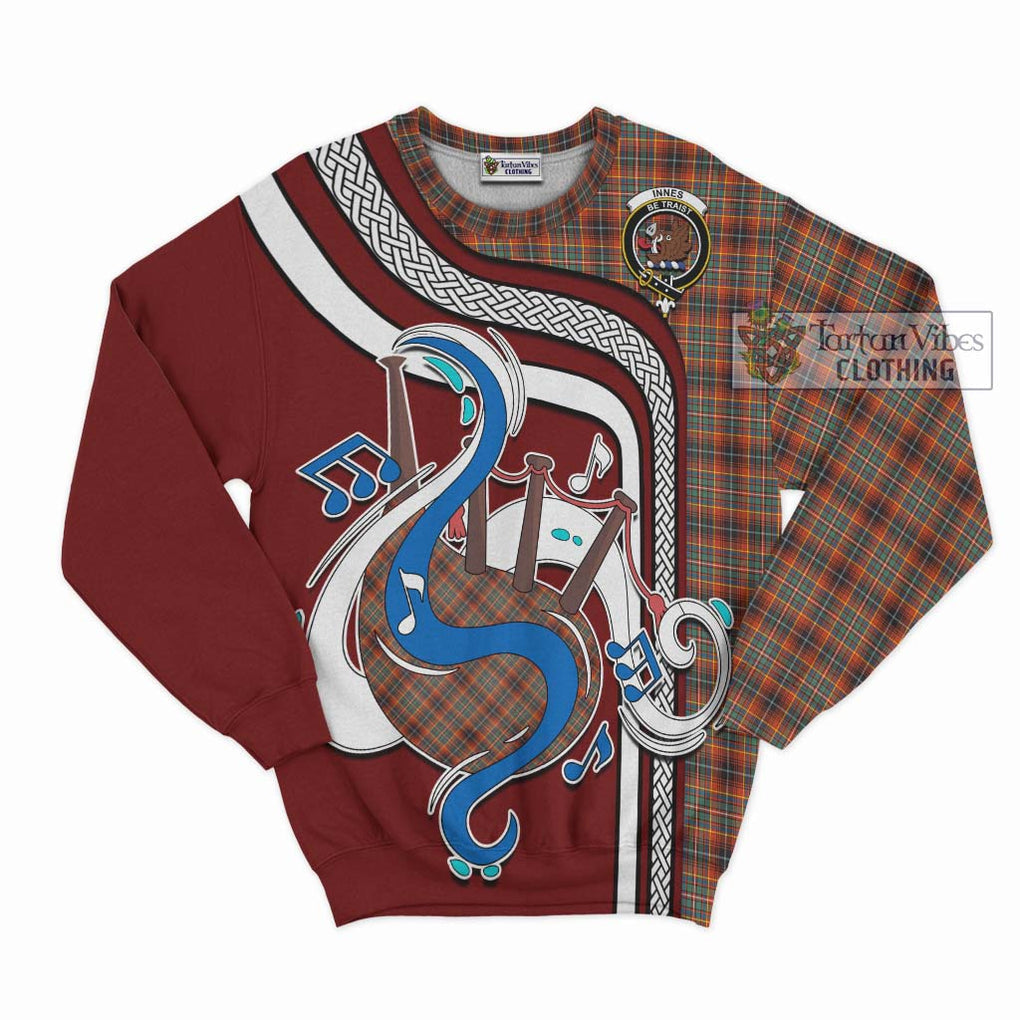 Tartan Vibes Clothing Innes Ancient Tartan Sweatshirt with Epic Bagpipe Style