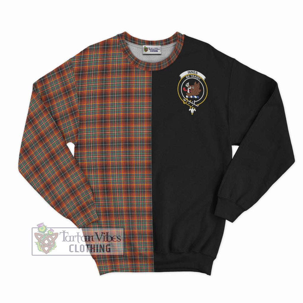 Innes Ancient Tartan Sweatshirt with Family Crest and Half Of Me Style - Tartanvibesclothing Shop