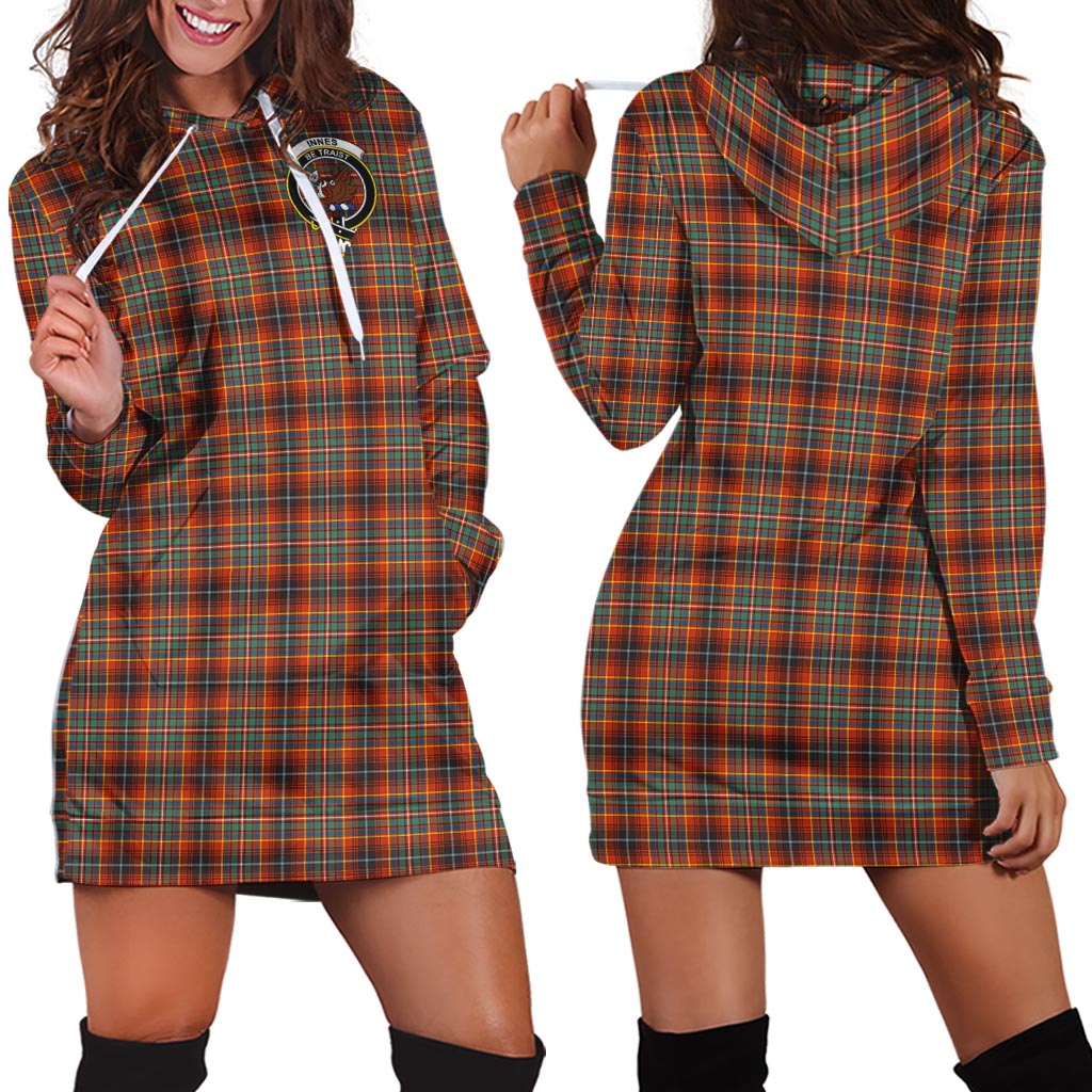 Innes Ancient Tartan Hoodie Dress with Family Crest - Tartan Vibes Clothing