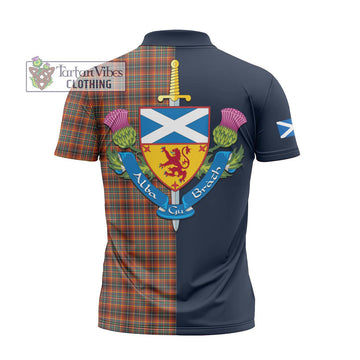 Innes Ancient Tartan Zipper Polo Shirt Alba with Scottish Lion Royal Arm Half Style