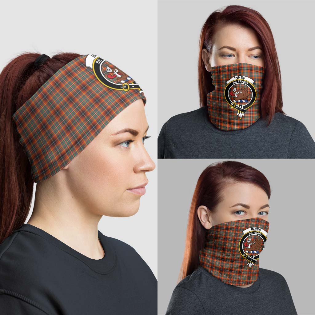 Innes Ancient Tartan Neck Gaiters, Tartan Bandanas, Tartan Head Band with Family Crest