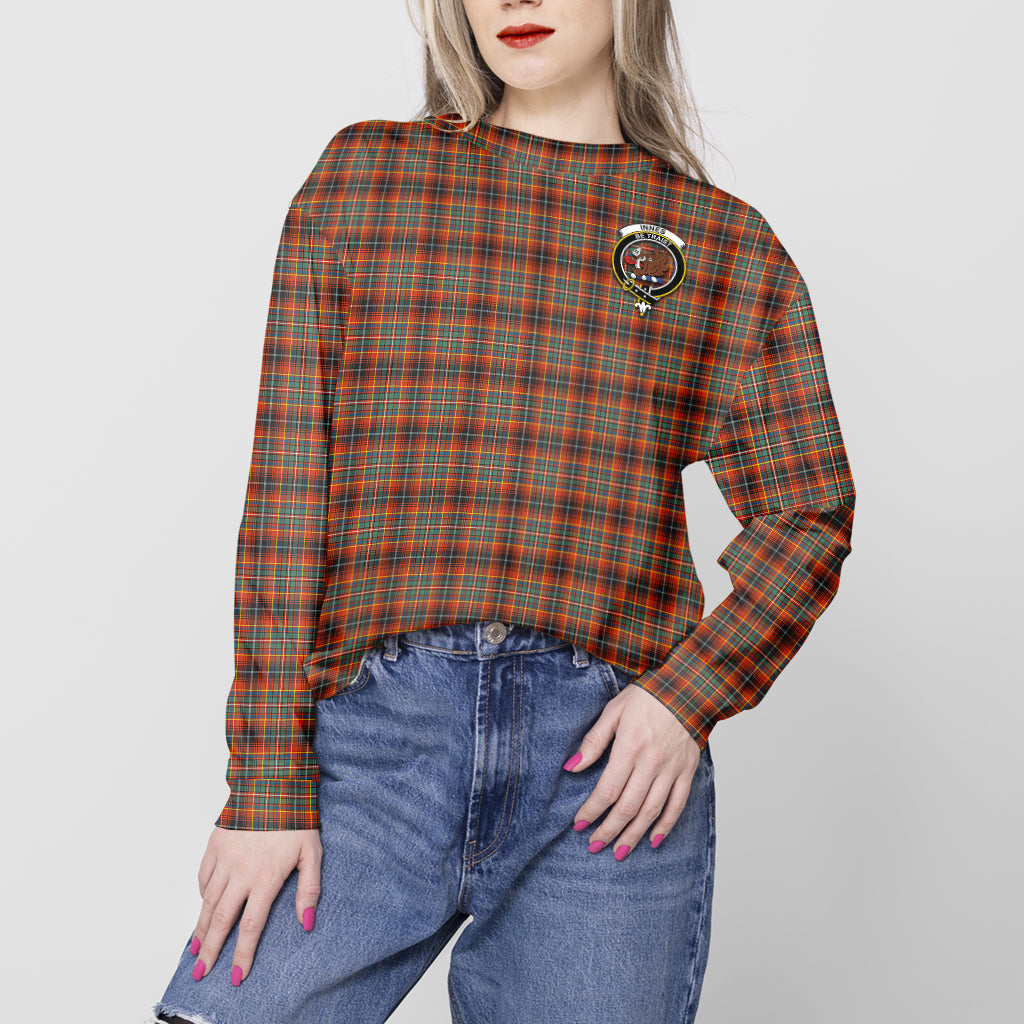 Innes Ancient Tartan Sweatshirt with Family Crest - Tartan Vibes Clothing