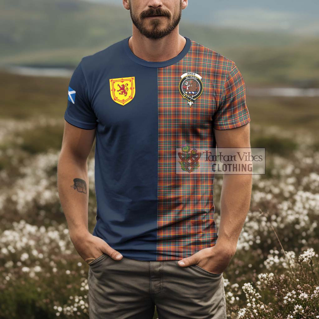 Tartan Vibes Clothing Innes Ancient Tartan T-Shirt Alba with Scottish Lion Royal Arm Half Style