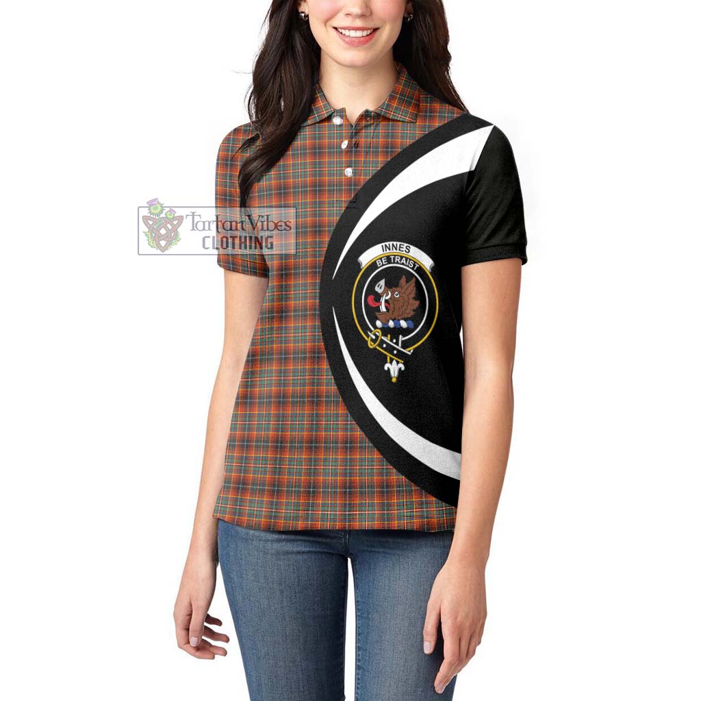 Innes Ancient Tartan Women's Polo Shirt with Family Crest Circle Style - Tartan Vibes Clothing