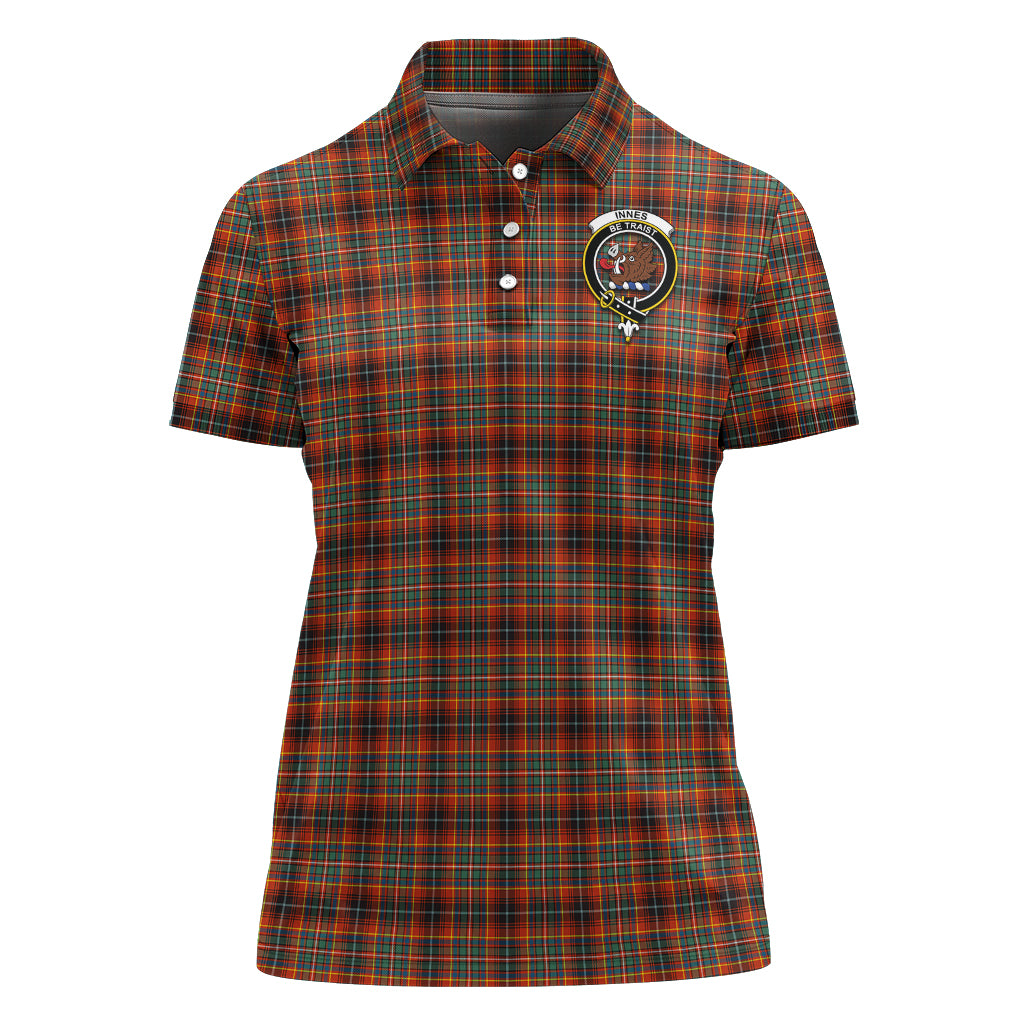 Innes Ancient Tartan Polo Shirt with Family Crest For Women - Tartan Vibes Clothing