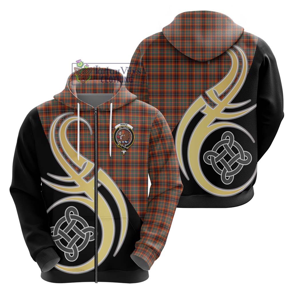 Innes Ancient Tartan Hoodie with Family Crest and Celtic Symbol Style - Tartan Vibes Clothing