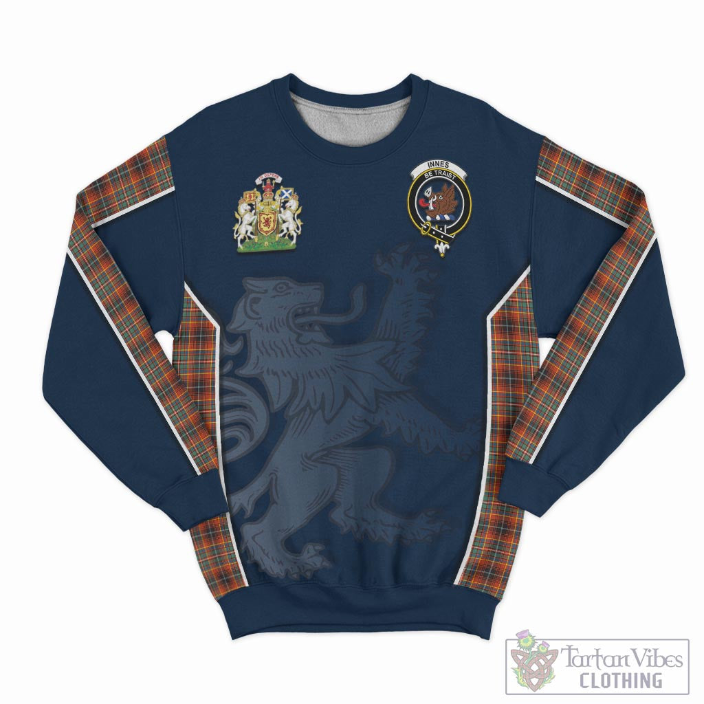 Tartan Vibes Clothing Innes Ancient Tartan Sweater with Family Crest and Lion Rampant Vibes Sport Style