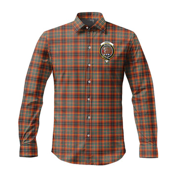 Innes Ancient Tartan Long Sleeve Button Up Shirt with Family Crest