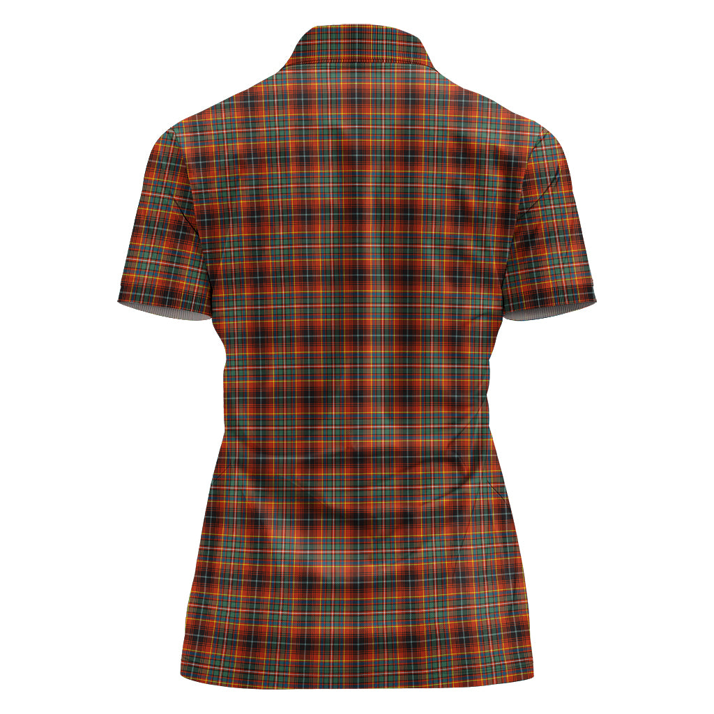 Innes Ancient Tartan Polo Shirt with Family Crest For Women - Tartan Vibes Clothing