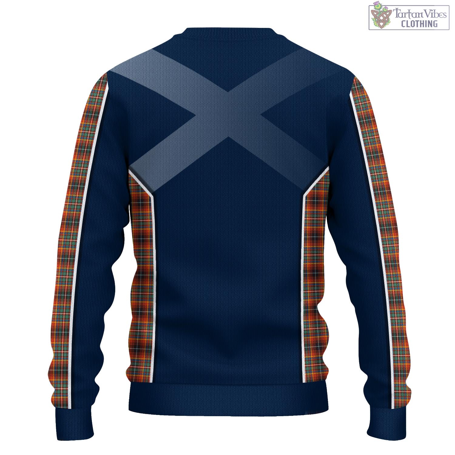 Tartan Vibes Clothing Innes Ancient Tartan Knitted Sweatshirt with Family Crest and Scottish Thistle Vibes Sport Style