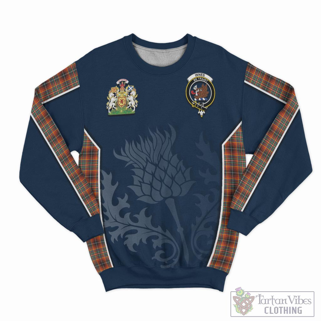 Tartan Vibes Clothing Innes Ancient Tartan Sweatshirt with Family Crest and Scottish Thistle Vibes Sport Style