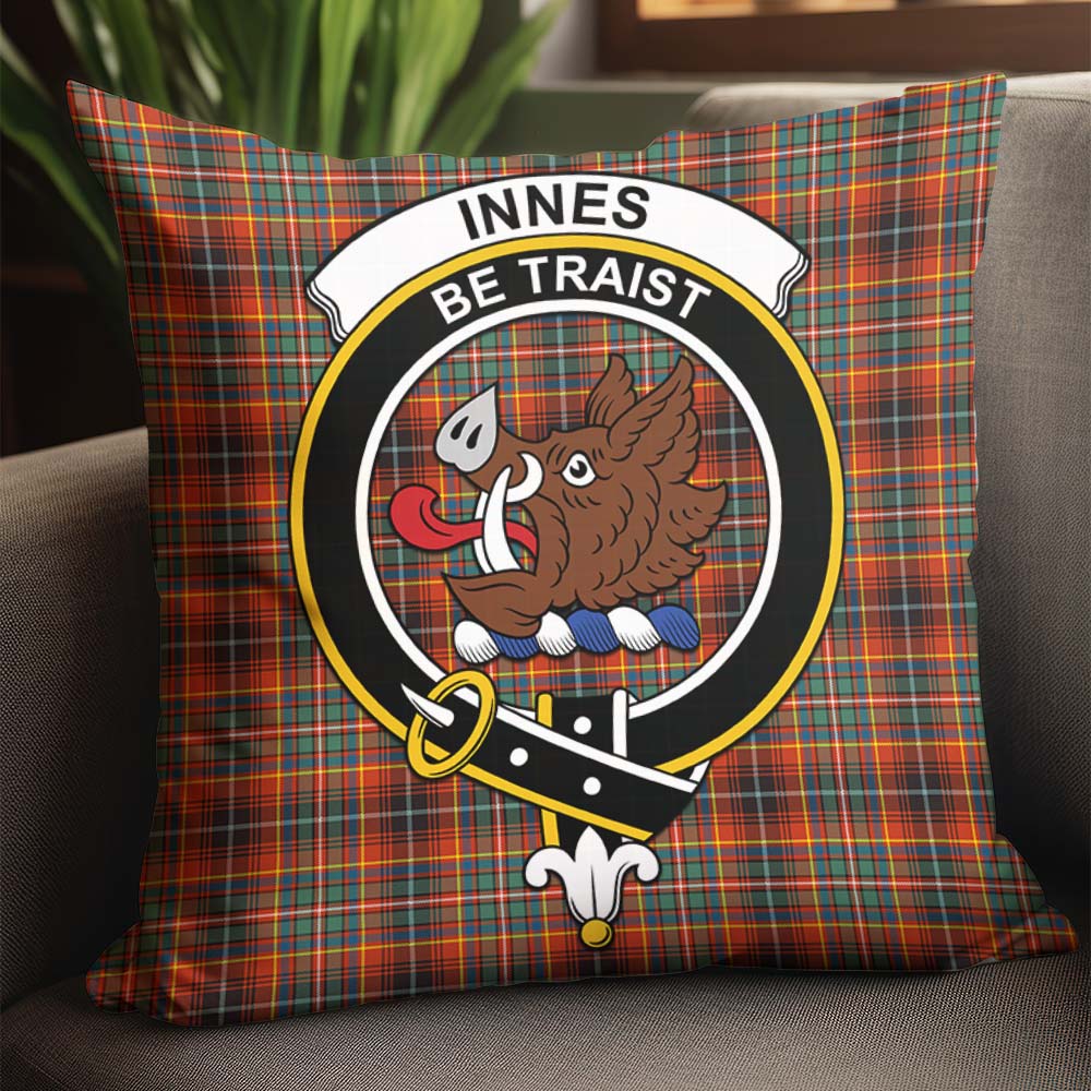 Innes Ancient Tartan Pillow Cover with Family Crest - Tartanvibesclothing