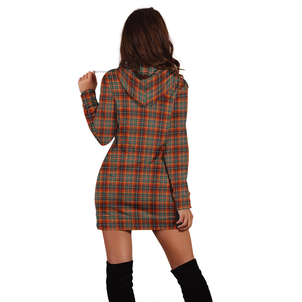 Innes Ancient Tartan Hoodie Dress with Family Crest - Tartan Vibes Clothing