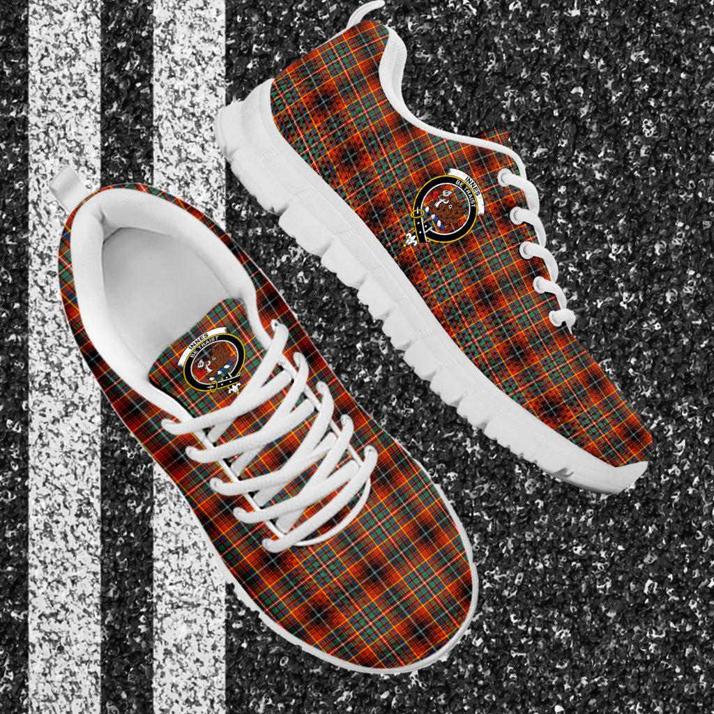 Innes Ancient Tartan Sneakers with Family Crest - Tartan Vibes Clothing