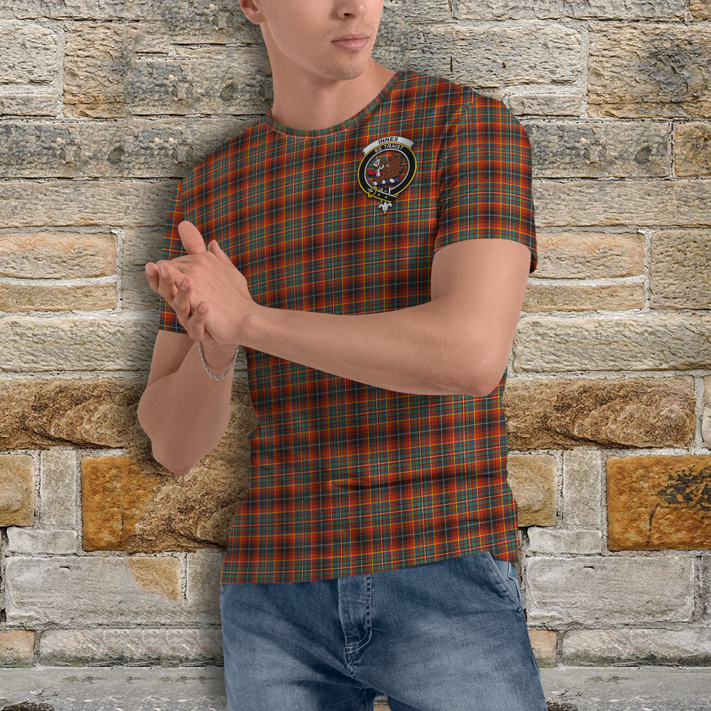 Innes Ancient Tartan T-Shirt with Family Crest - Tartan Vibes Clothing