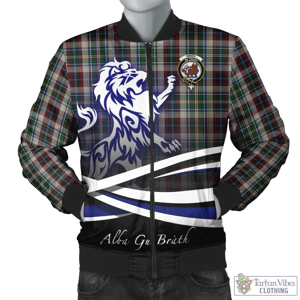 Tartan Vibes Clothing Innes Dress Tartan Bomber Jacket with Alba Gu Brath Regal Lion Emblem