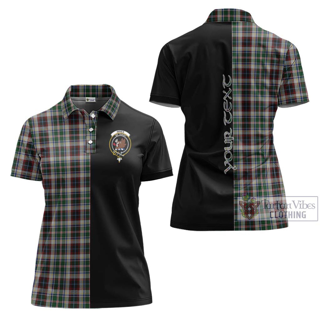 Innes Dress Tartan Women's Polo Shirt with Family Crest and Half Of Me Style Women - Tartanvibesclothing Shop