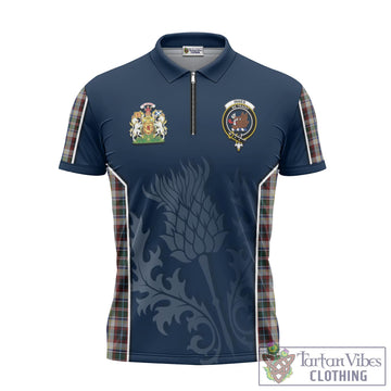 Innes Dress Tartan Zipper Polo Shirt with Family Crest and Scottish Thistle Vibes Sport Style