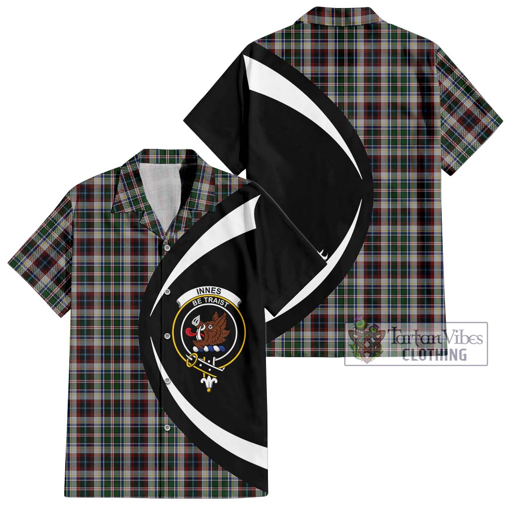 Innes Dress Tartan Short Sleeve Button Up with Family Crest Circle Style Kid - Tartan Vibes Clothing