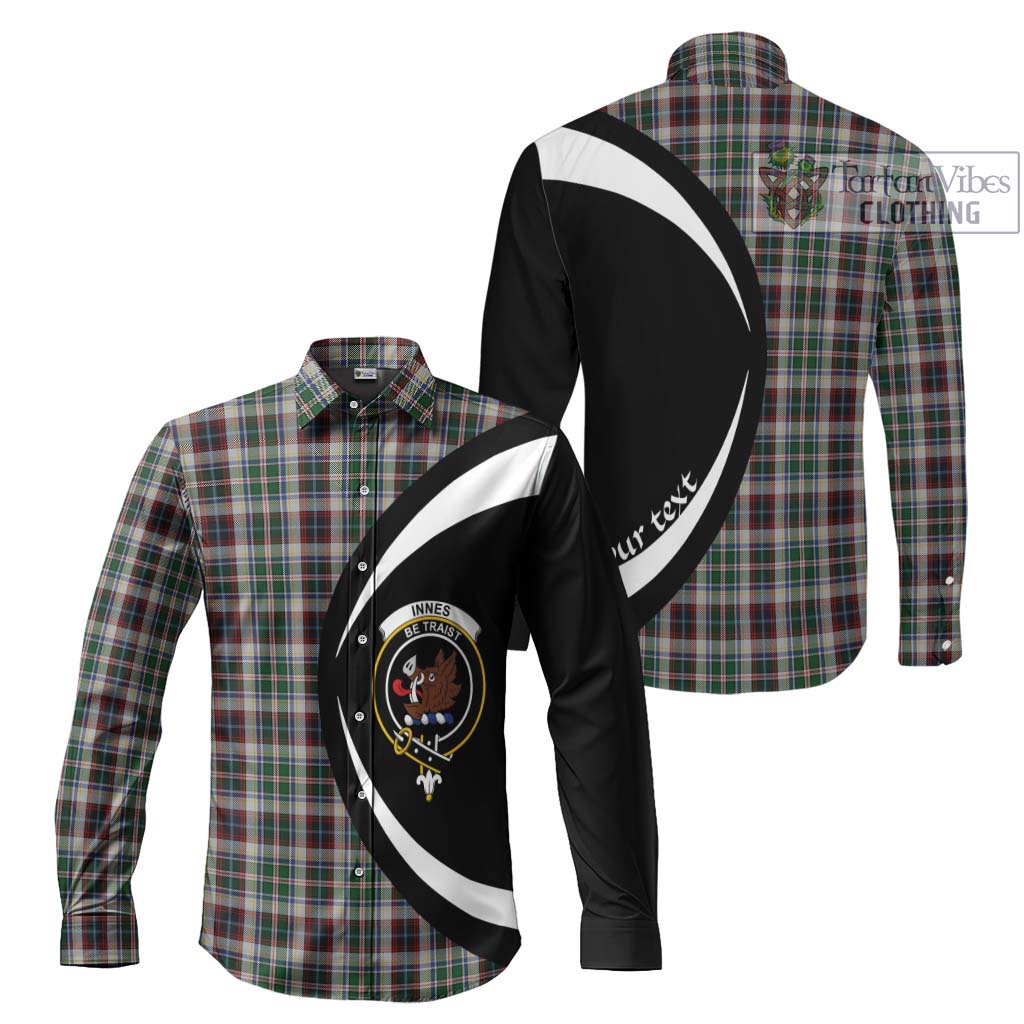 Innes Dress Tartan Long Sleeve Button Up with Family Crest Circle Style Men's Shirt S - Tartan Vibes Clothing