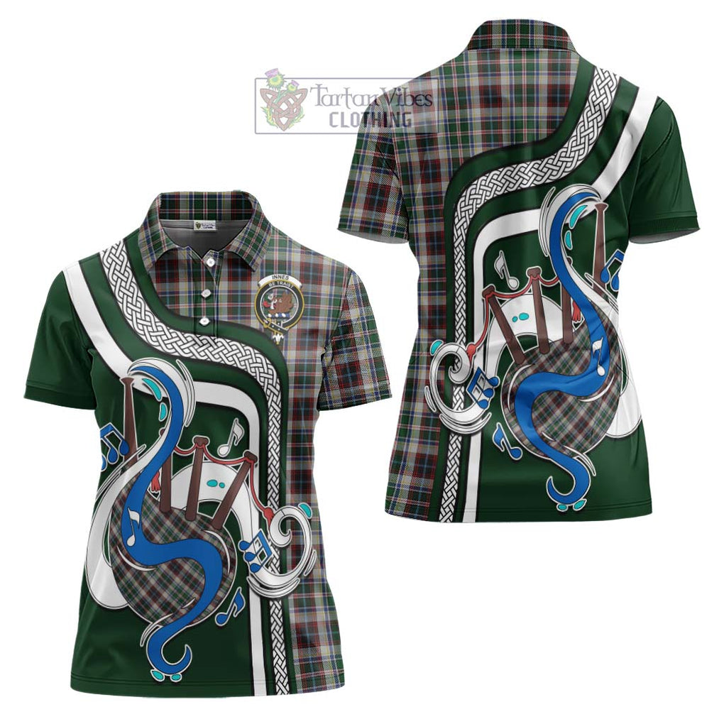 Innes Dress Tartan Women's Polo Shirt with Epic Bagpipe Style Women - Tartanvibesclothing Shop