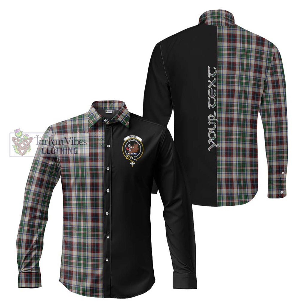 Innes Dress Tartan Long Sleeve Button Shirt with Family Crest and Half Of Me Style Men's Shirt S - Tartanvibesclothing Shop