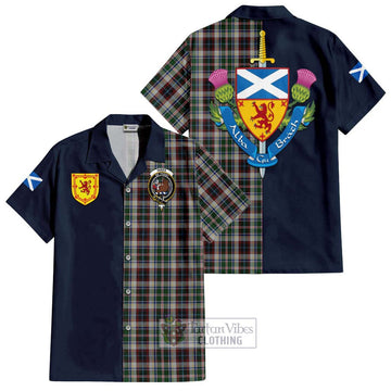 Innes Dress Tartan Short Sleeve Button Shirt Alba with Scottish Lion Royal Arm Half Style