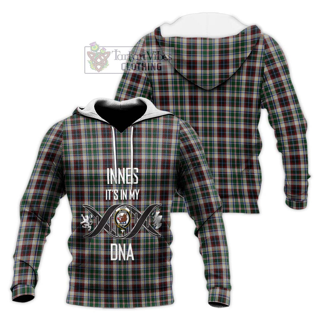 Innes Dress Tartan Knitted Hoodie with Family Crest DNA In Me Style Unisex Knitted Pullover Hoodie - Tartanvibesclothing Shop