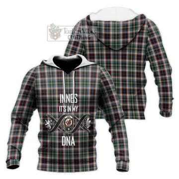 Innes Dress Tartan Knitted Hoodie with Family Crest DNA In Me Style