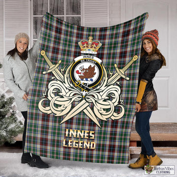 Innes Dress Tartan Blanket with Clan Crest and the Golden Sword of Courageous Legacy