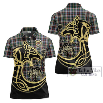 Innes Dress Tartan Women's Polo Shirt with Family Crest Celtic Wolf Style