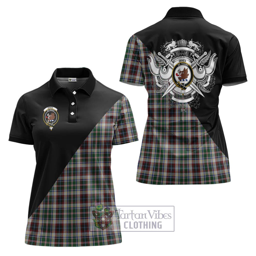 Innes Dress Tartan Women's Polo Shirt with Family Crest and Military Logo Style Women - Tartanvibesclothing Shop