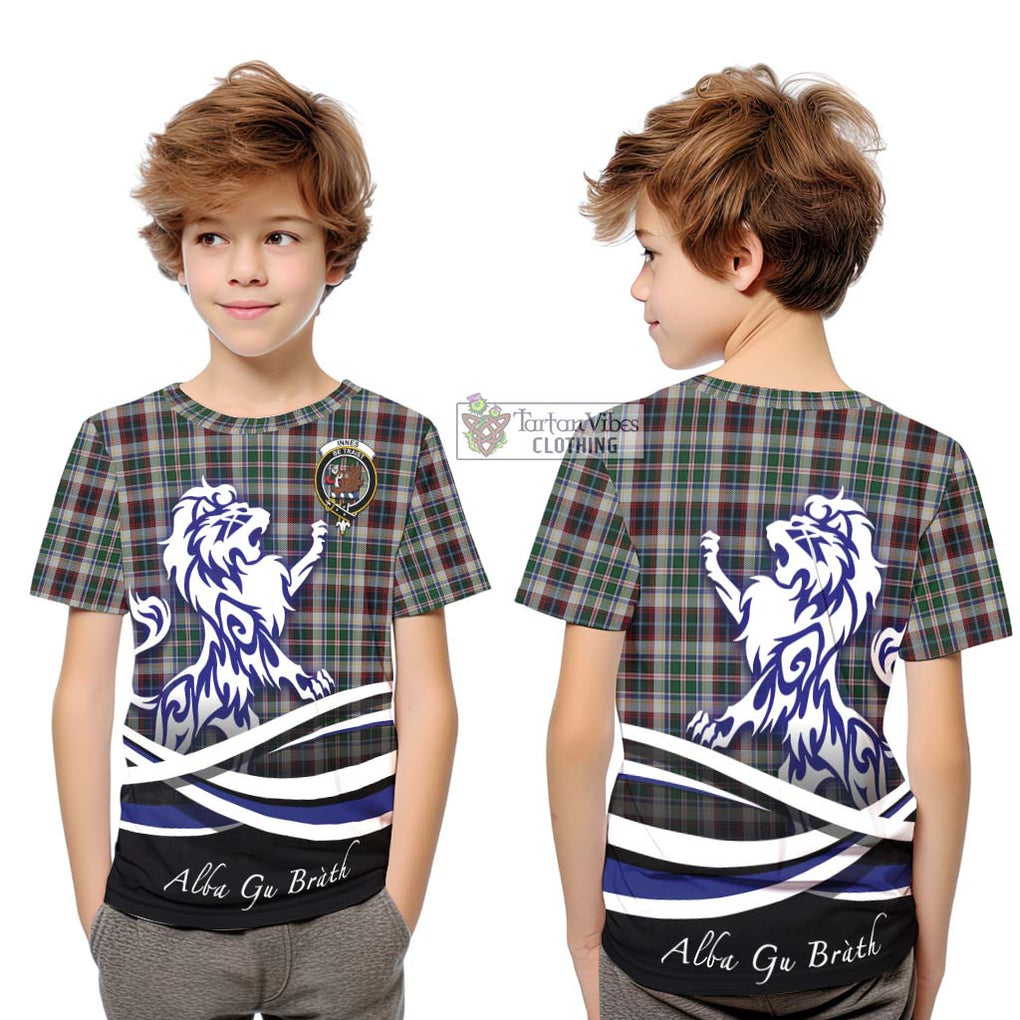 Innes Dress Tartan Kid T-Shirt with Alba Gu Brath Regal Lion Emblem Youth XL Size14 - Tartanvibesclothing Shop