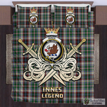 Innes Dress Tartan Bedding Set with Clan Crest and the Golden Sword of Courageous Legacy