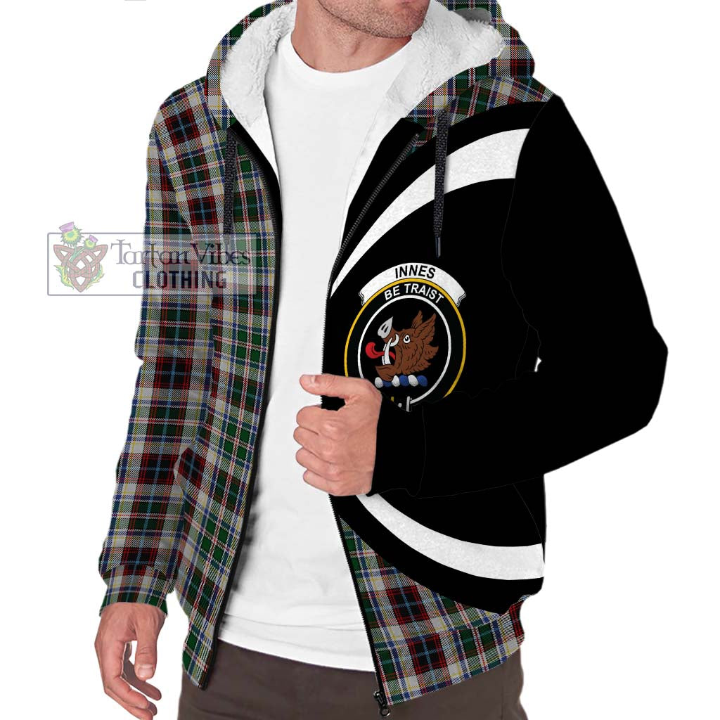 Innes Dress Tartan Sherpa Hoodie with Family Crest Circle Style Unisex S - Tartan Vibes Clothing