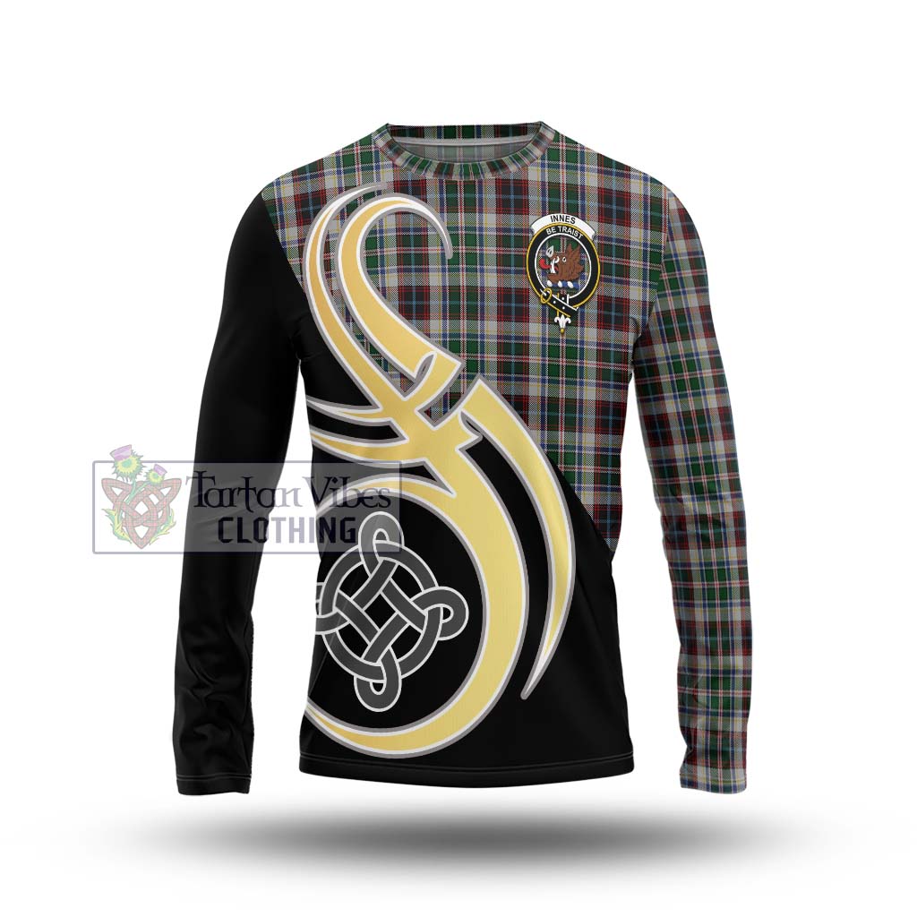 Innes Dress Tartan Long Sleeve T-Shirt with Family Crest and Celtic Symbol Style Unisex - Tartan Vibes Clothing