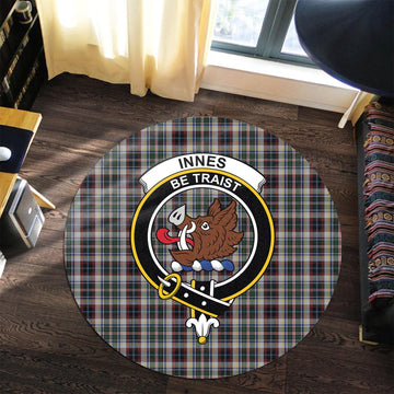 Innes Dress Tartan Round Rug with Family Crest