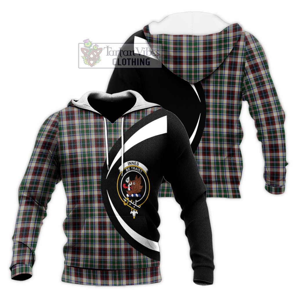 Innes Dress Tartan Knitted Hoodie with Family Crest Circle Style Unisex Knitted Pullover Hoodie - Tartan Vibes Clothing