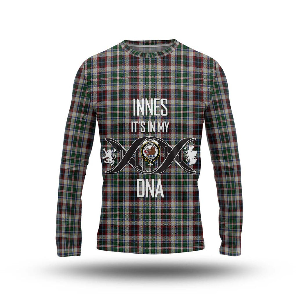 Innes Dress Tartan Long Sleeve T-Shirt with Family Crest DNA In Me Style Unisex - Tartanvibesclothing Shop