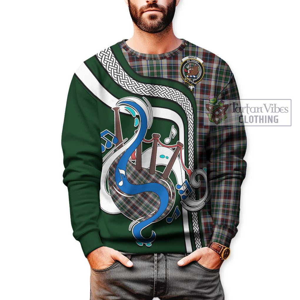 Tartan Vibes Clothing Innes Dress Tartan Sweatshirt with Epic Bagpipe Style