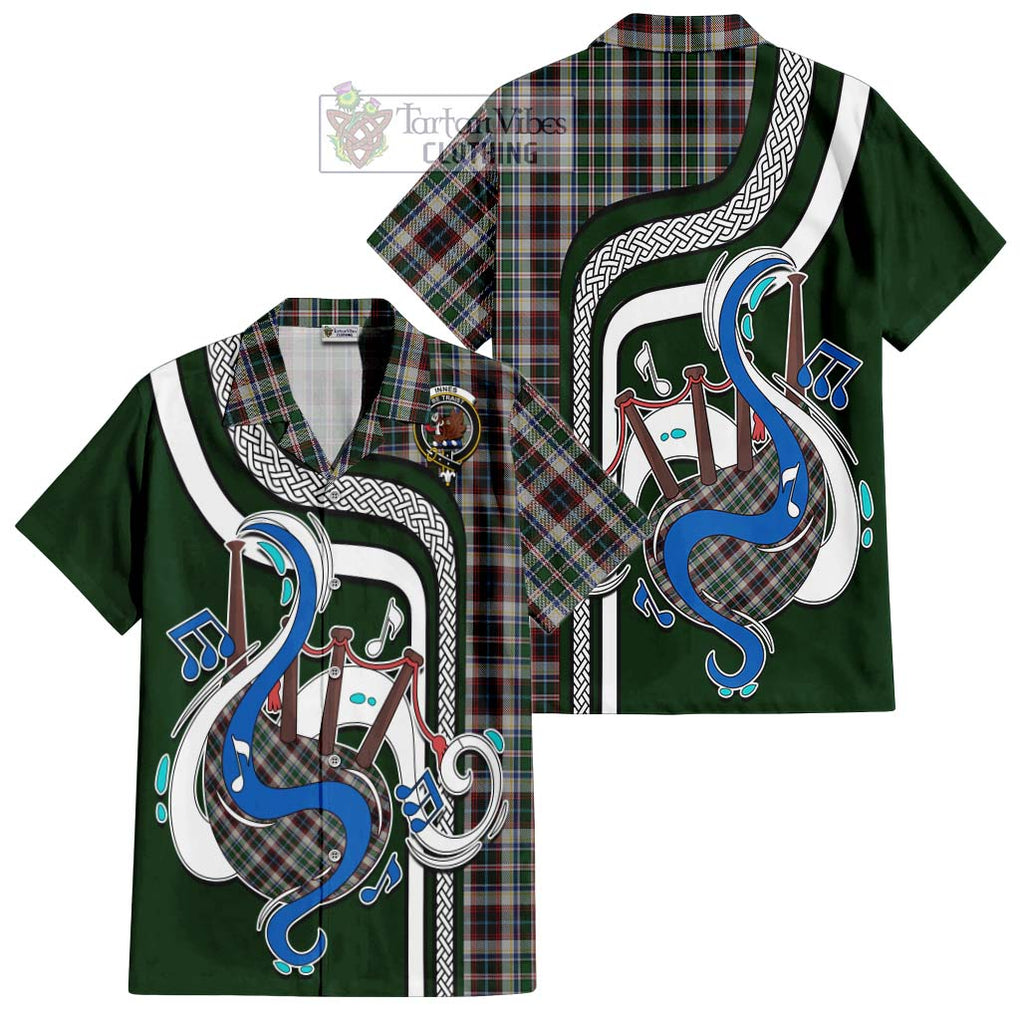 Innes Dress Tartan Short Sleeve Button Shirt with Epic Bagpipe Style Kid - Tartanvibesclothing Shop