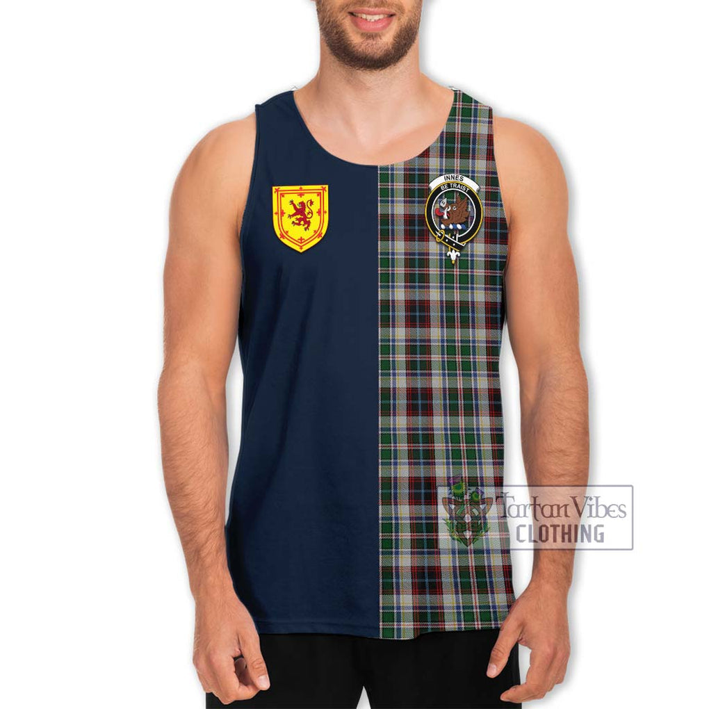 Tartan Vibes Clothing Innes Dress Tartan Men's Tank Top with Scottish Lion Royal Arm Half Style